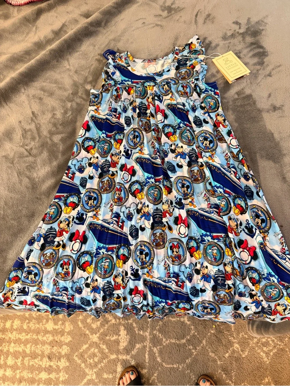 Disney Cruise Minnie & Mickey Print Blue Girls sleep dress